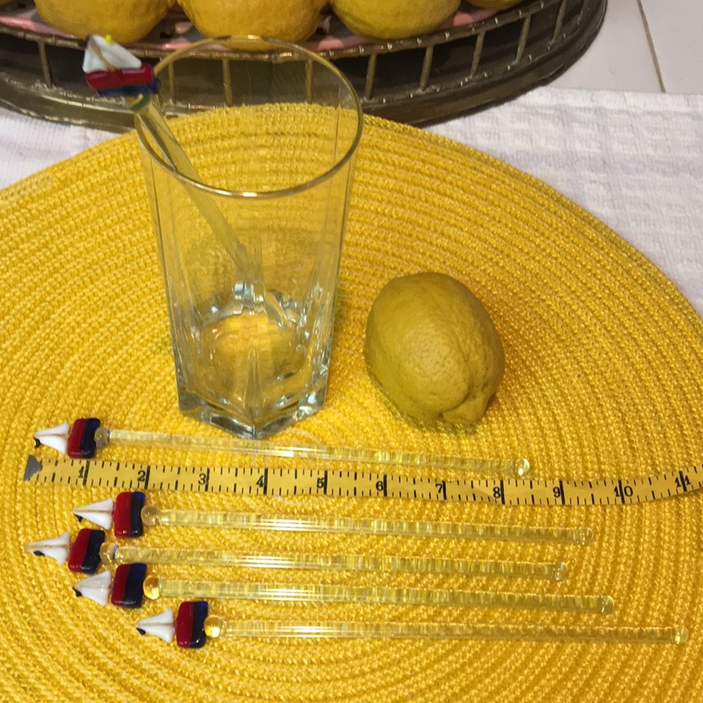 ⛵️Set/6 Tall Glass Sailboat Drink Stirrers - Picture 4 of 5
